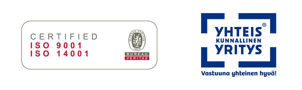 Bureau Veritas -sertifikaatti ja Yhteiskunnallinen Yritys -merkki